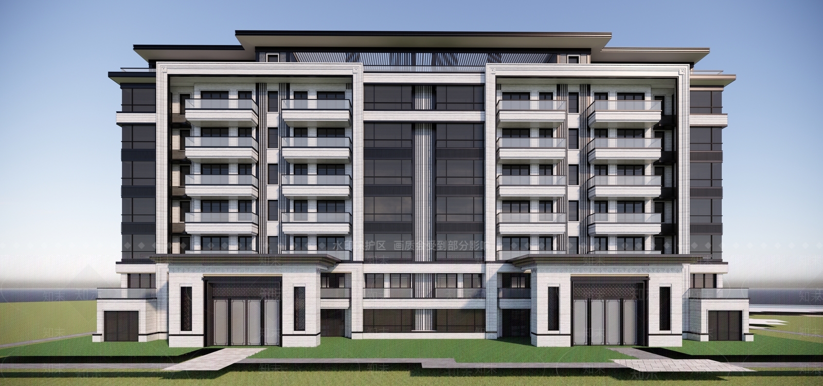 新中式多层住宅SU模型下载【ID:1186131928】