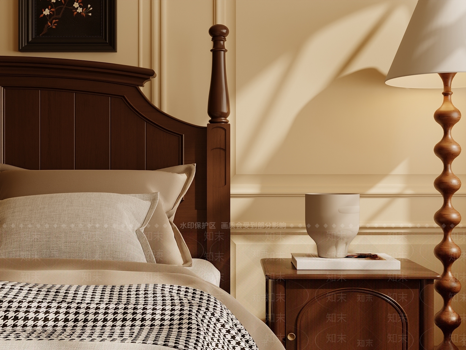 法式美式家居卧室3D模型下载【ID:1186135972】