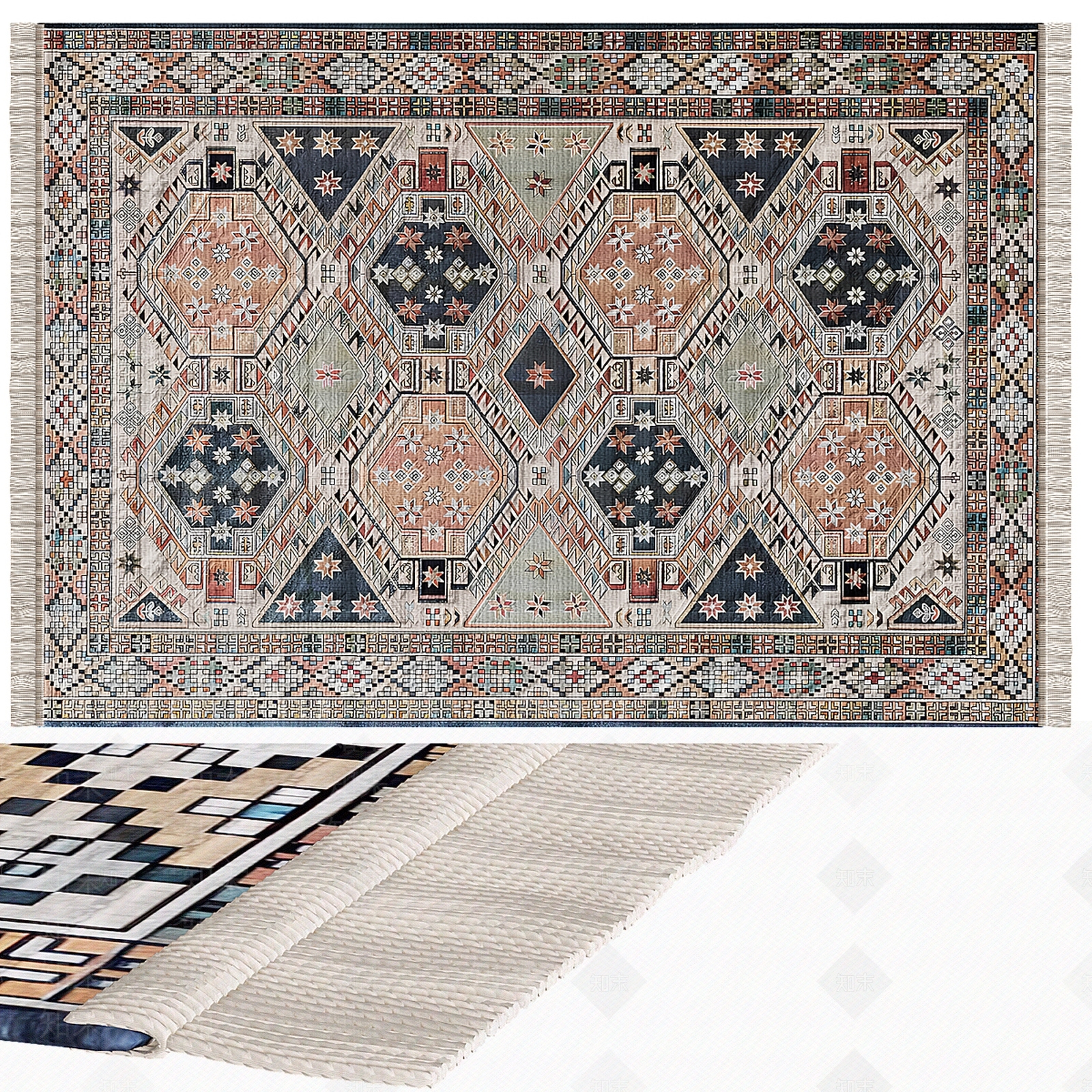 美式欧式民族地毯SU模型下载【ID:1186137041】