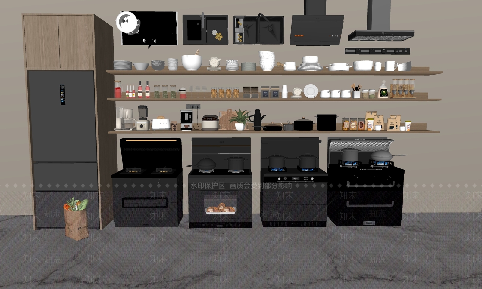 厨房用品组合SU模型下载【ID:1186141035】