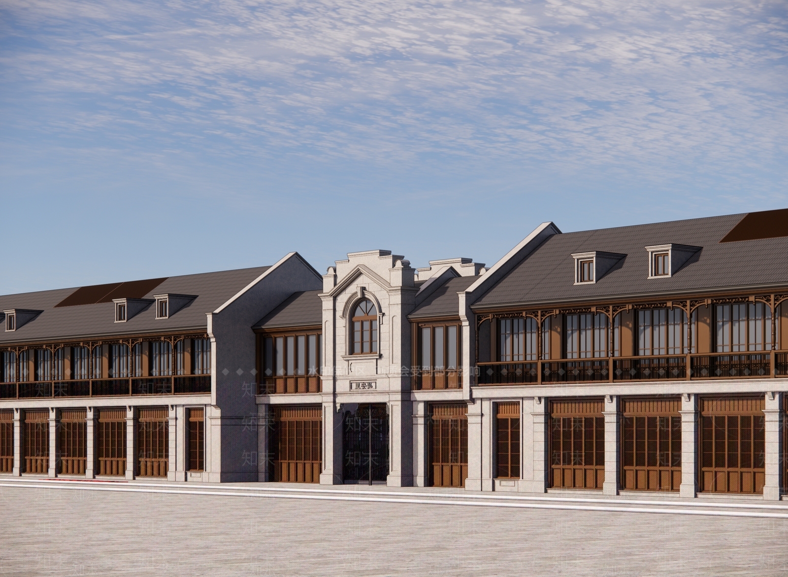 中式欧式商业街SU模型下载【ID:1186141143】