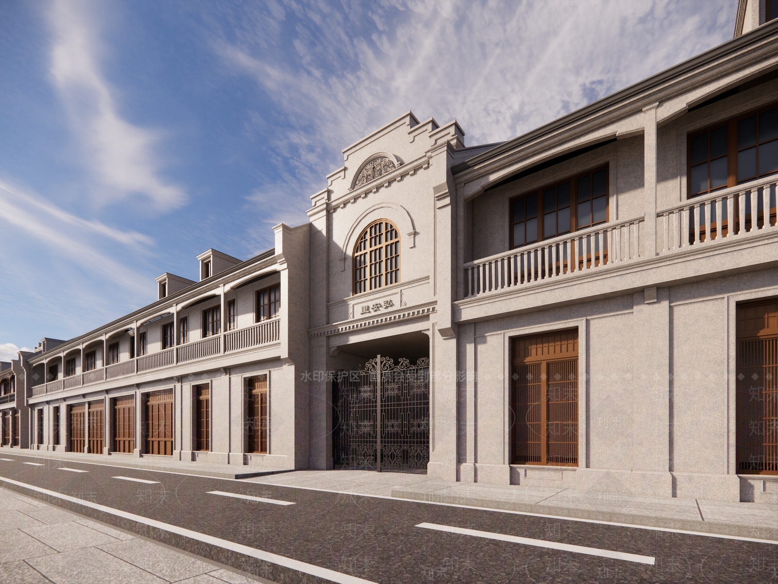 中式欧式商业街SU模型下载【ID:1186141295】