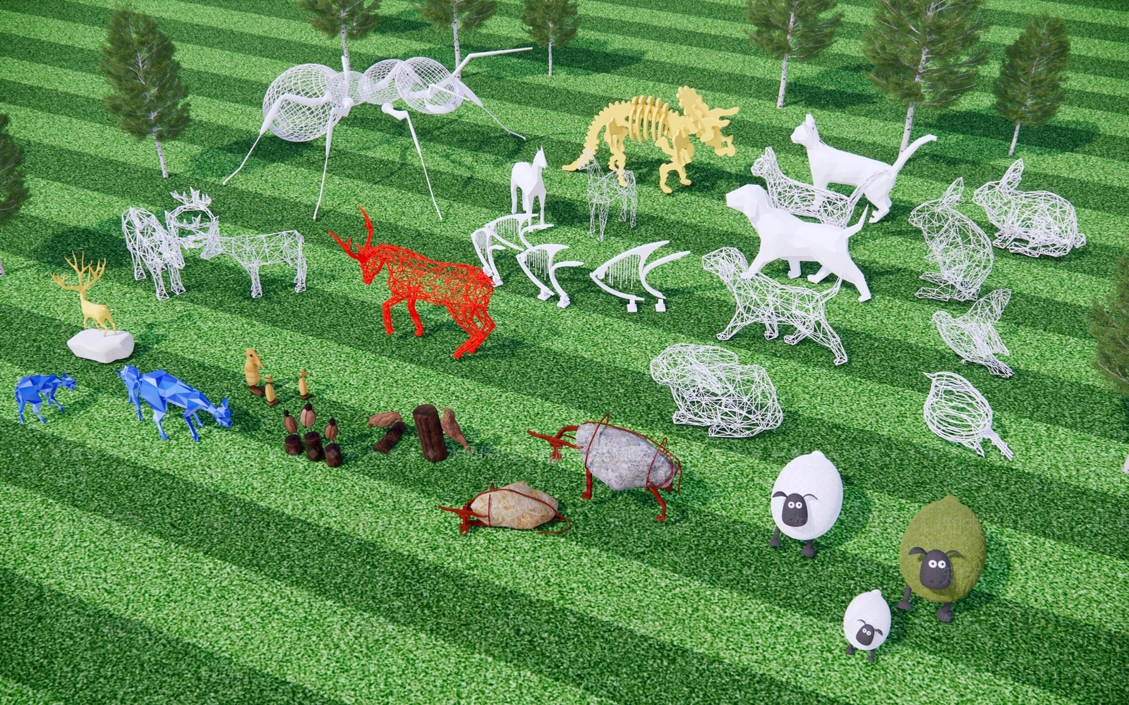 现代雕塑小品SU模型下载【ID:1186142459】