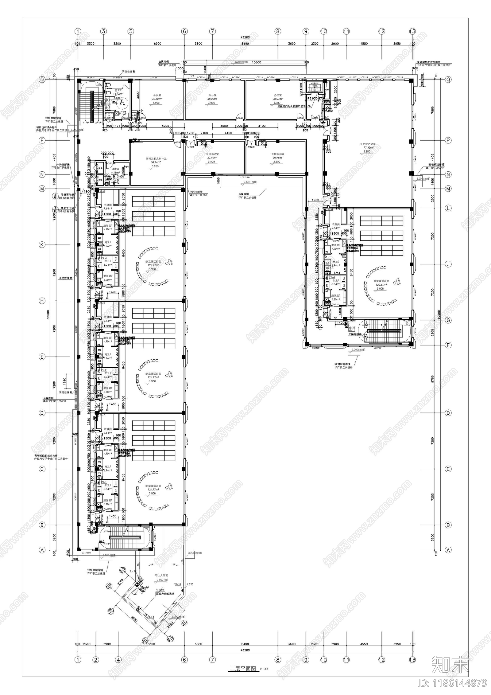 现代幼儿园建筑cad施工图下载【ID:1186144879】