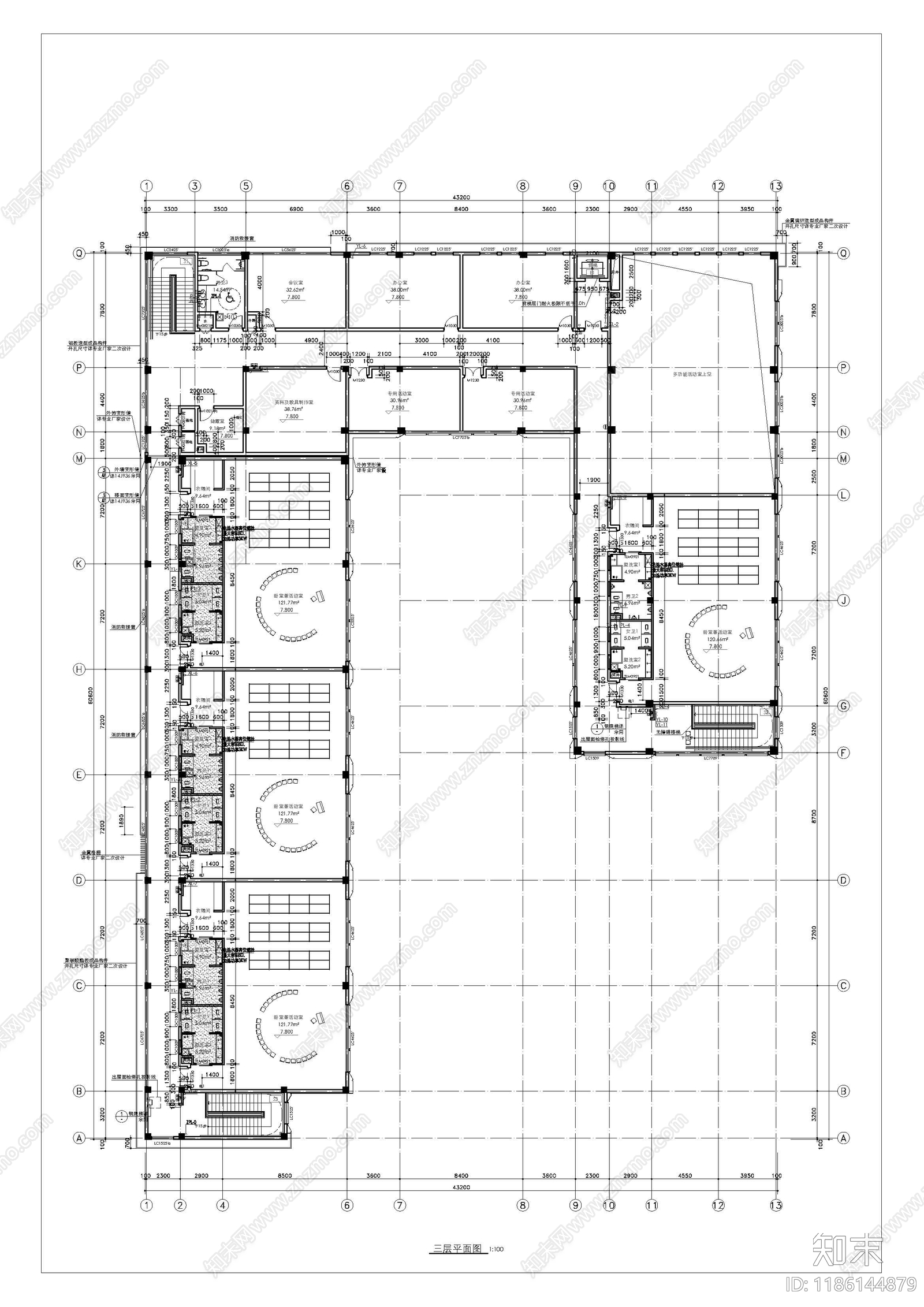 现代幼儿园建筑cad施工图下载【ID:1186144879】