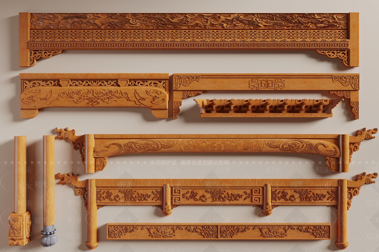 新中式其他局部构件3D模型下载【ID:1186148325】