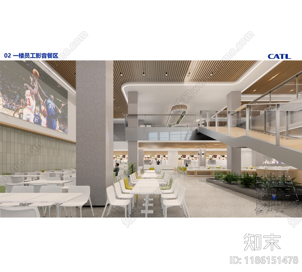 现代简约食堂cad施工图下载【ID:1186151478】