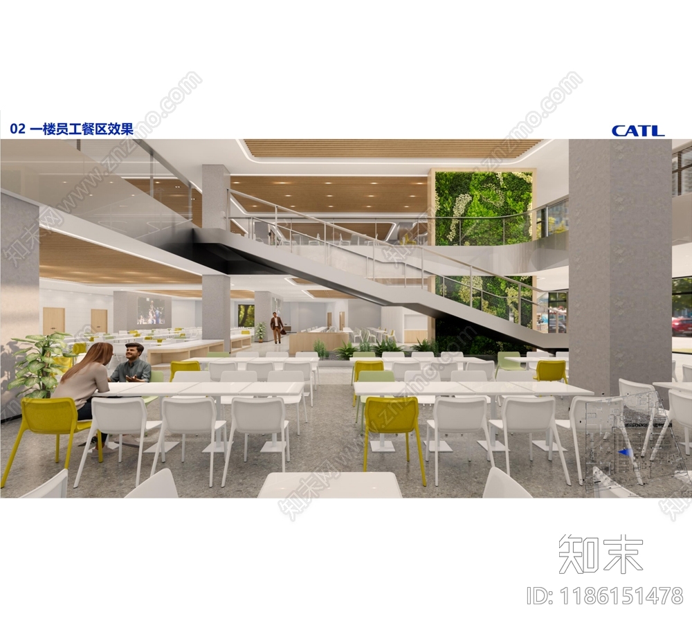 现代简约食堂cad施工图下载【ID:1186151478】