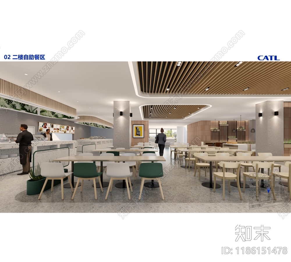 现代简约食堂cad施工图下载【ID:1186151478】