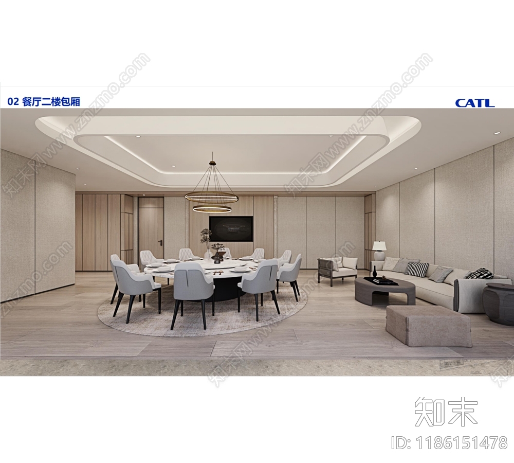 现代简约食堂cad施工图下载【ID:1186151478】