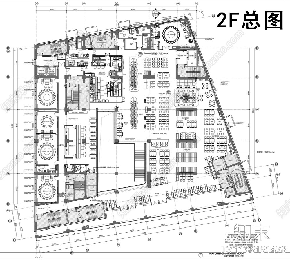 现代简约食堂cad施工图下载【ID:1186151478】