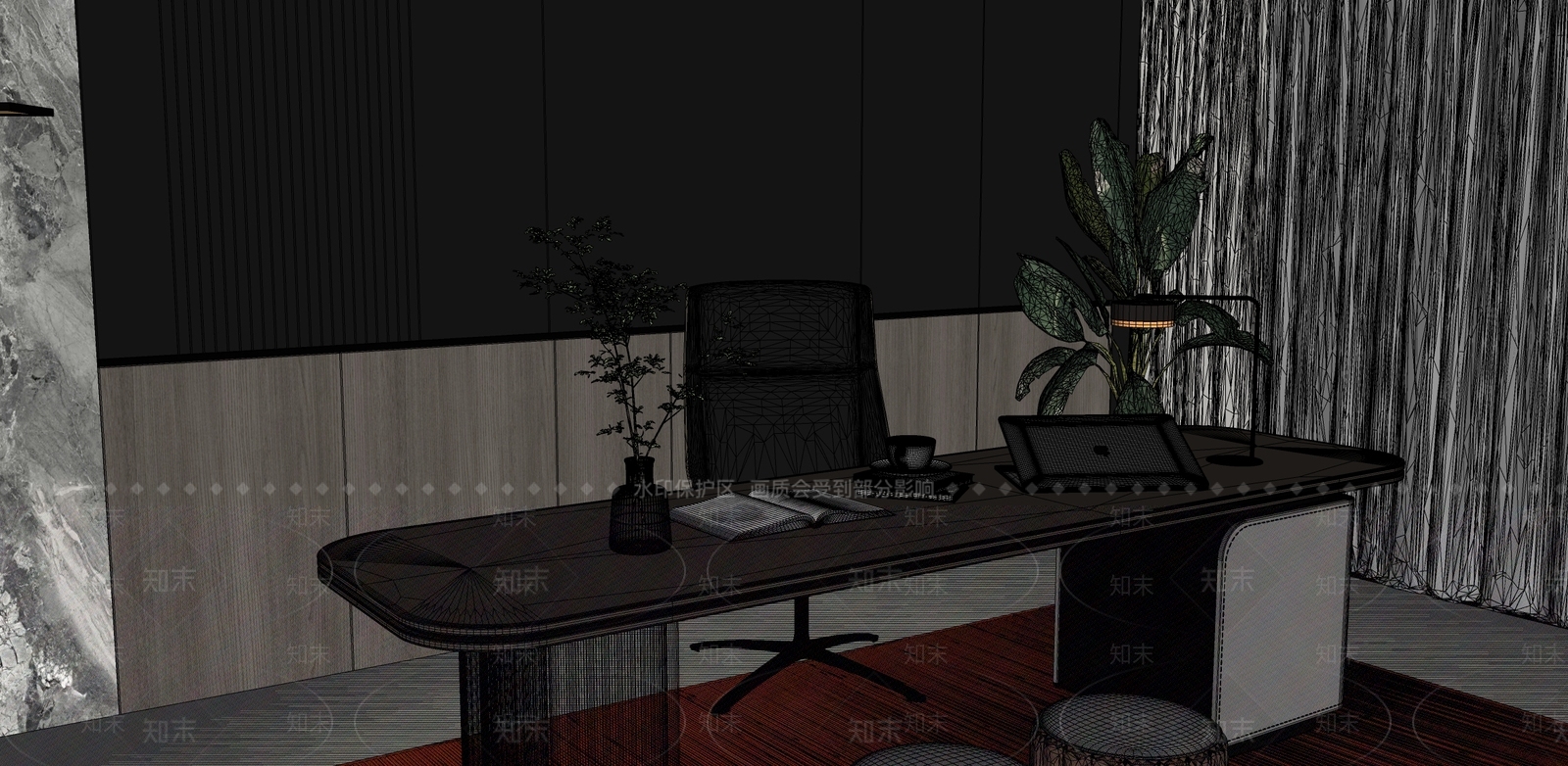 现代极简书房SU模型下载【ID:1186151703】