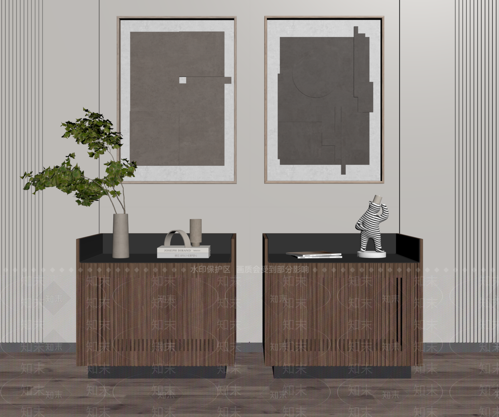 现代原木床头柜SU模型下载【ID:1186158587】