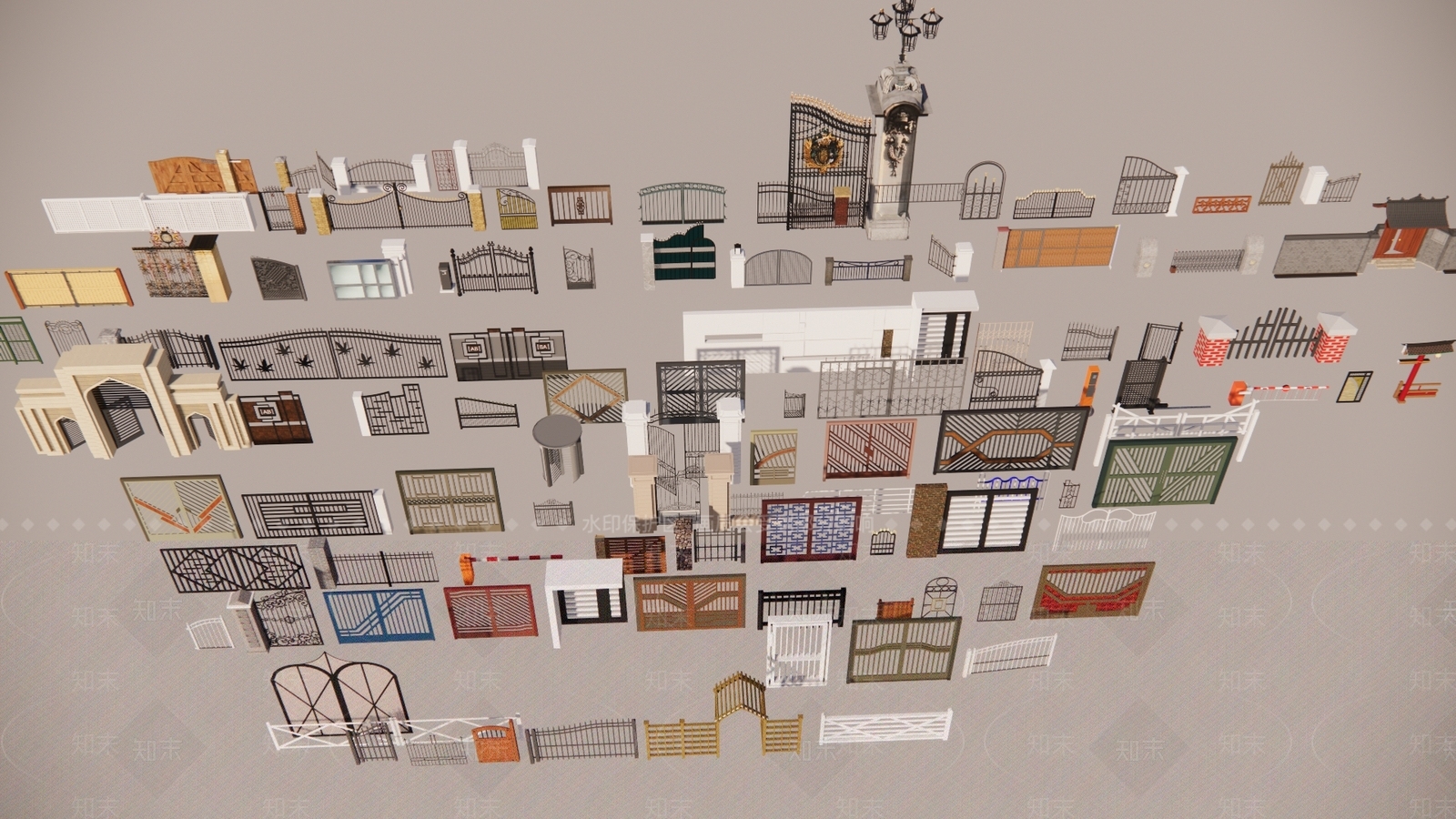 新中式法式入口大门SU模型下载【ID:1186158641】