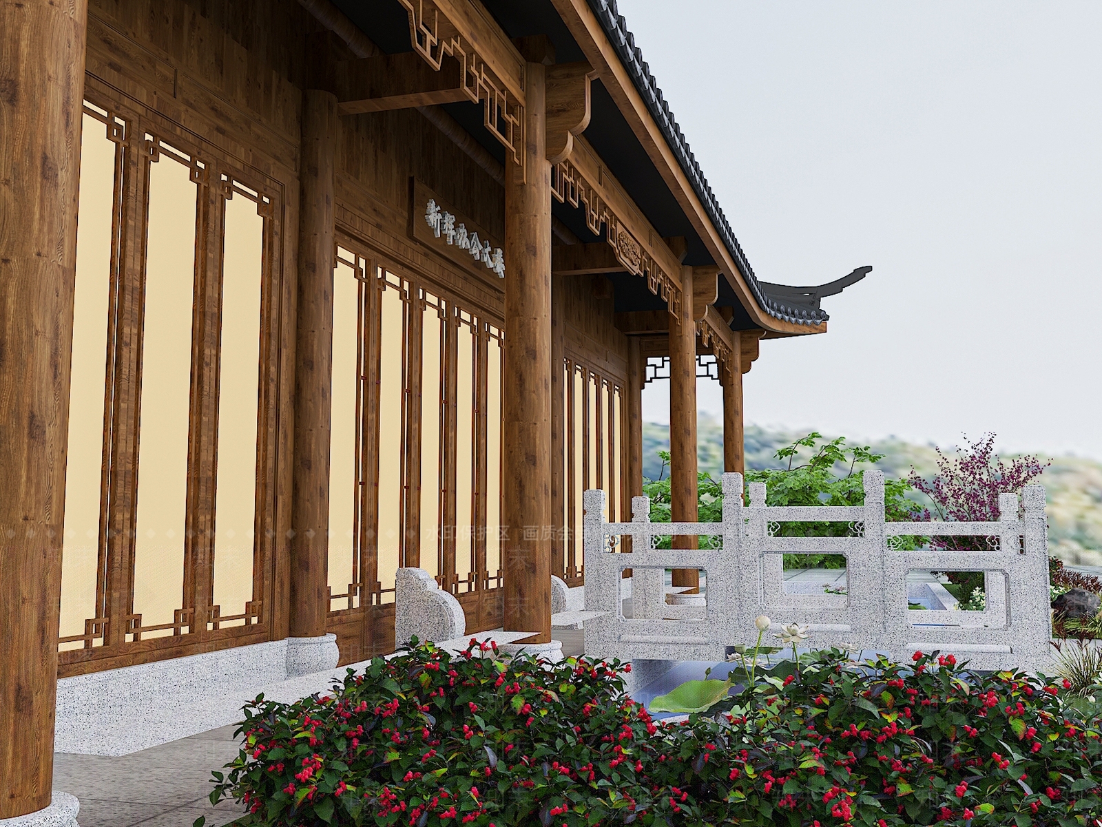 新中式中式古建3D模型下载【ID:1186159823】