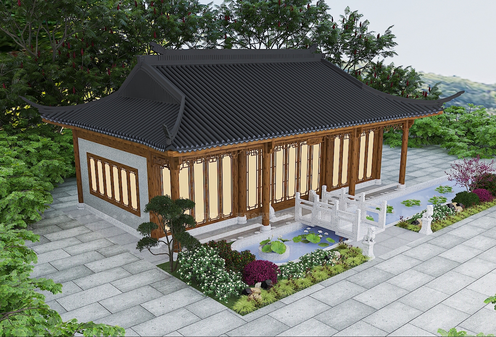 新中式中式古建3D模型下载【ID:1186159823】