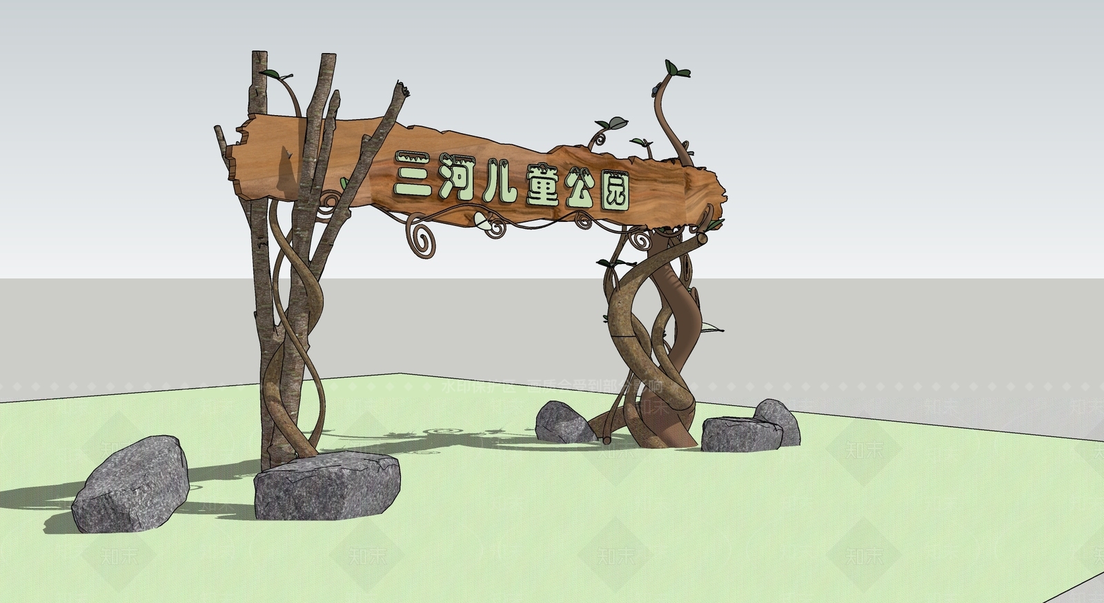 现代入口大门SU模型下载【ID:1186160137】