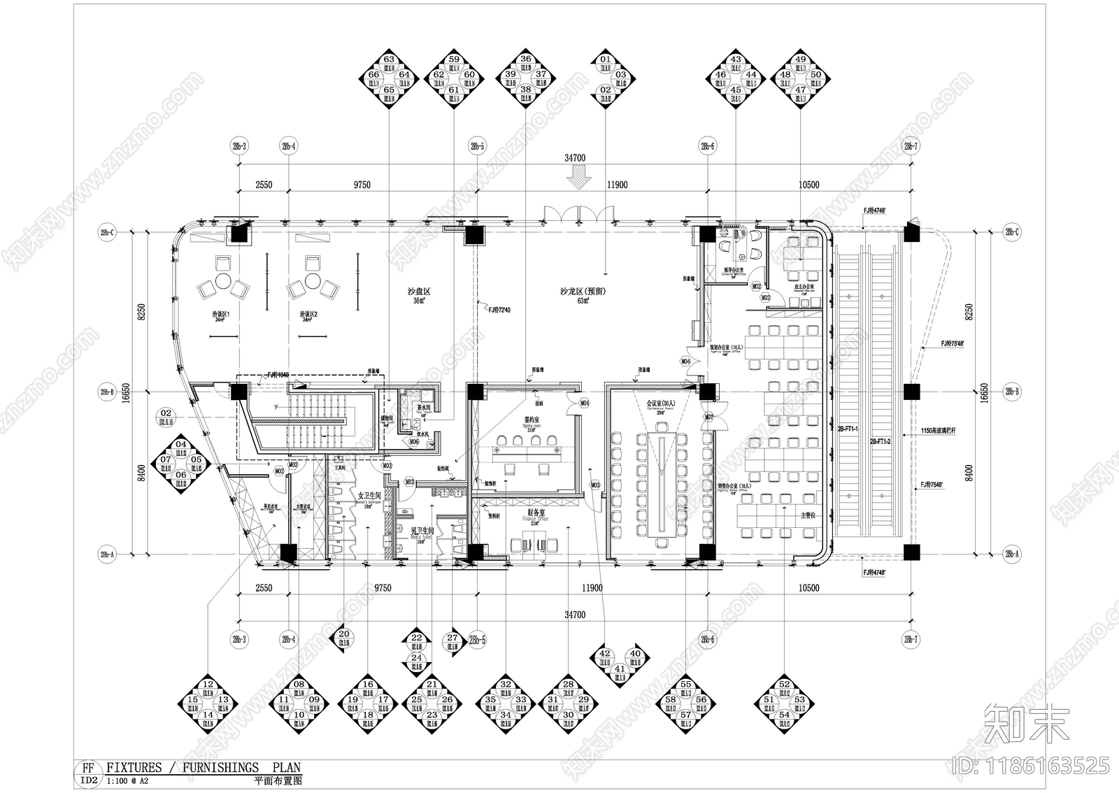 现代售楼处cad施工图下载【ID:1186163525】