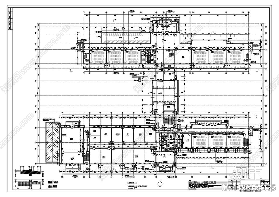 新中式美式学校建筑施工图下载【ID:1186164135】