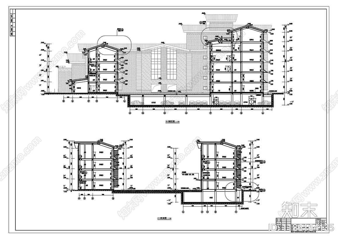新中式美式学校建筑cad施工图下载【ID:1186164135】