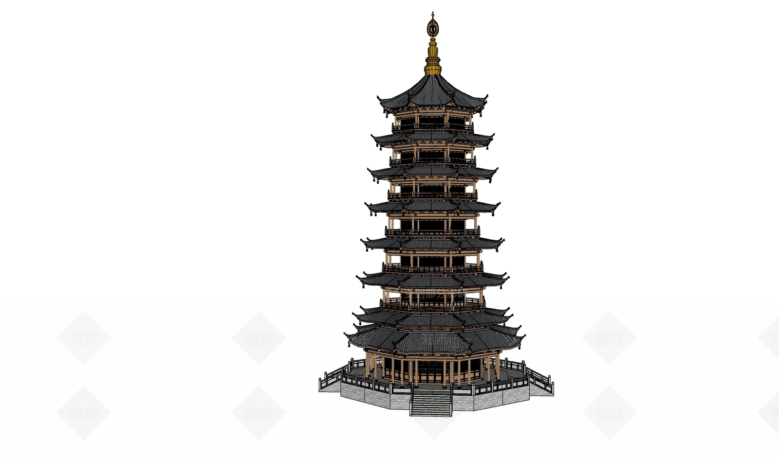 中式古建筑SU模型下载【ID:1186166815】