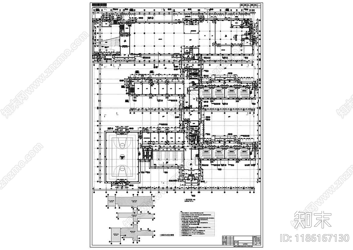 中式现代学校建筑cad施工图下载【ID:1186167130】