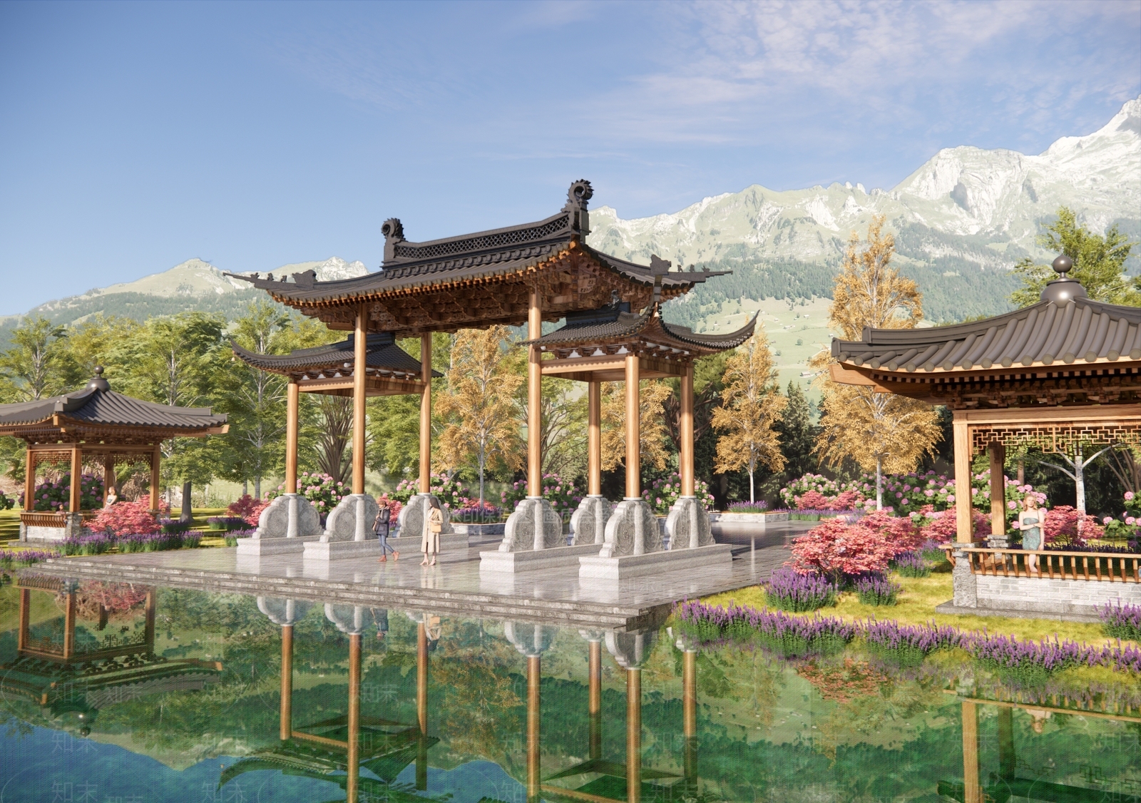 现代新中式牌坊牌楼SU模型下载【ID:1186167237】