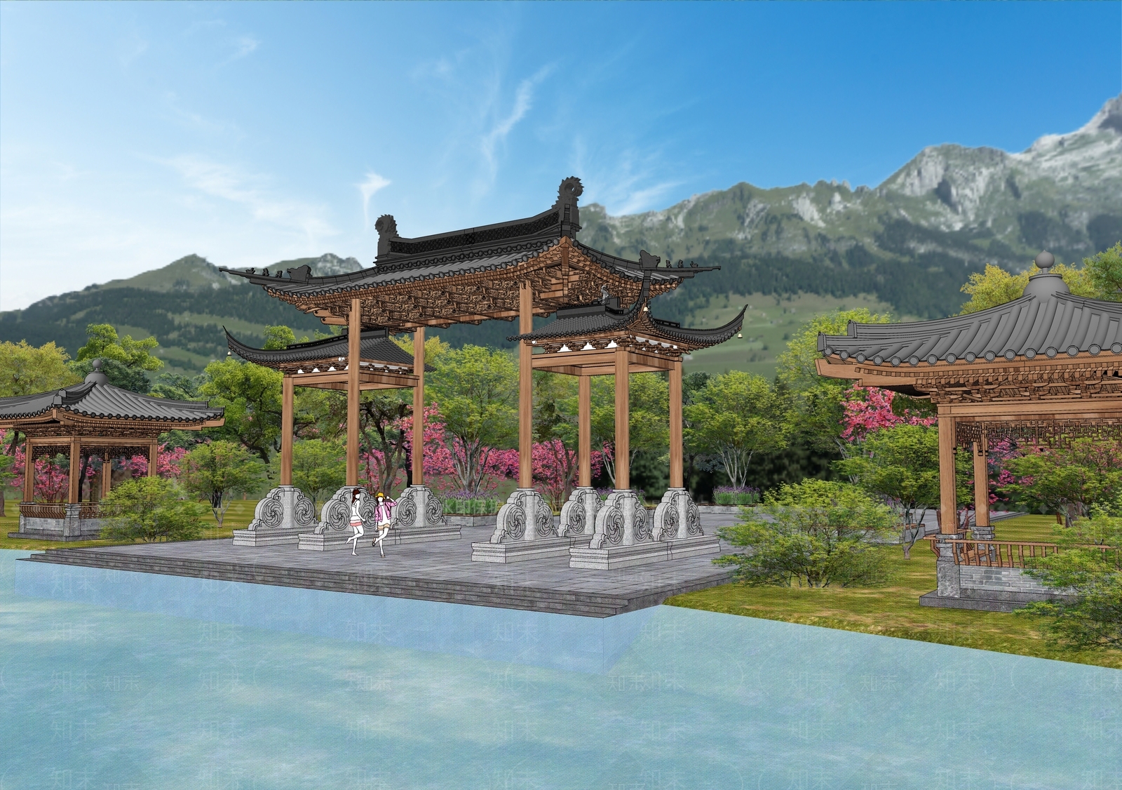 现代新中式牌坊牌楼SU模型下载【ID:1186167237】