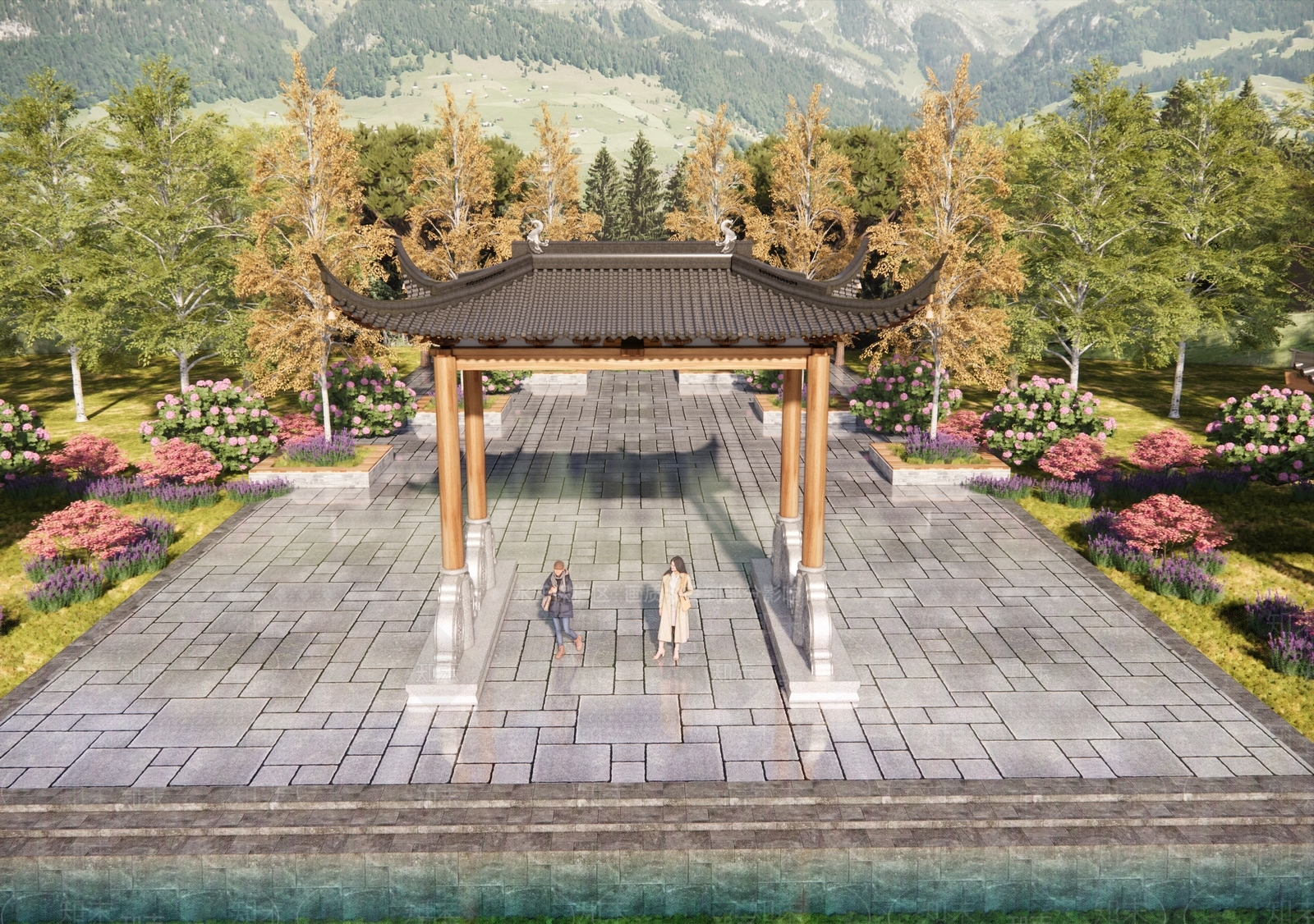 现代新中式牌坊牌楼SU模型下载【ID:1186167400】