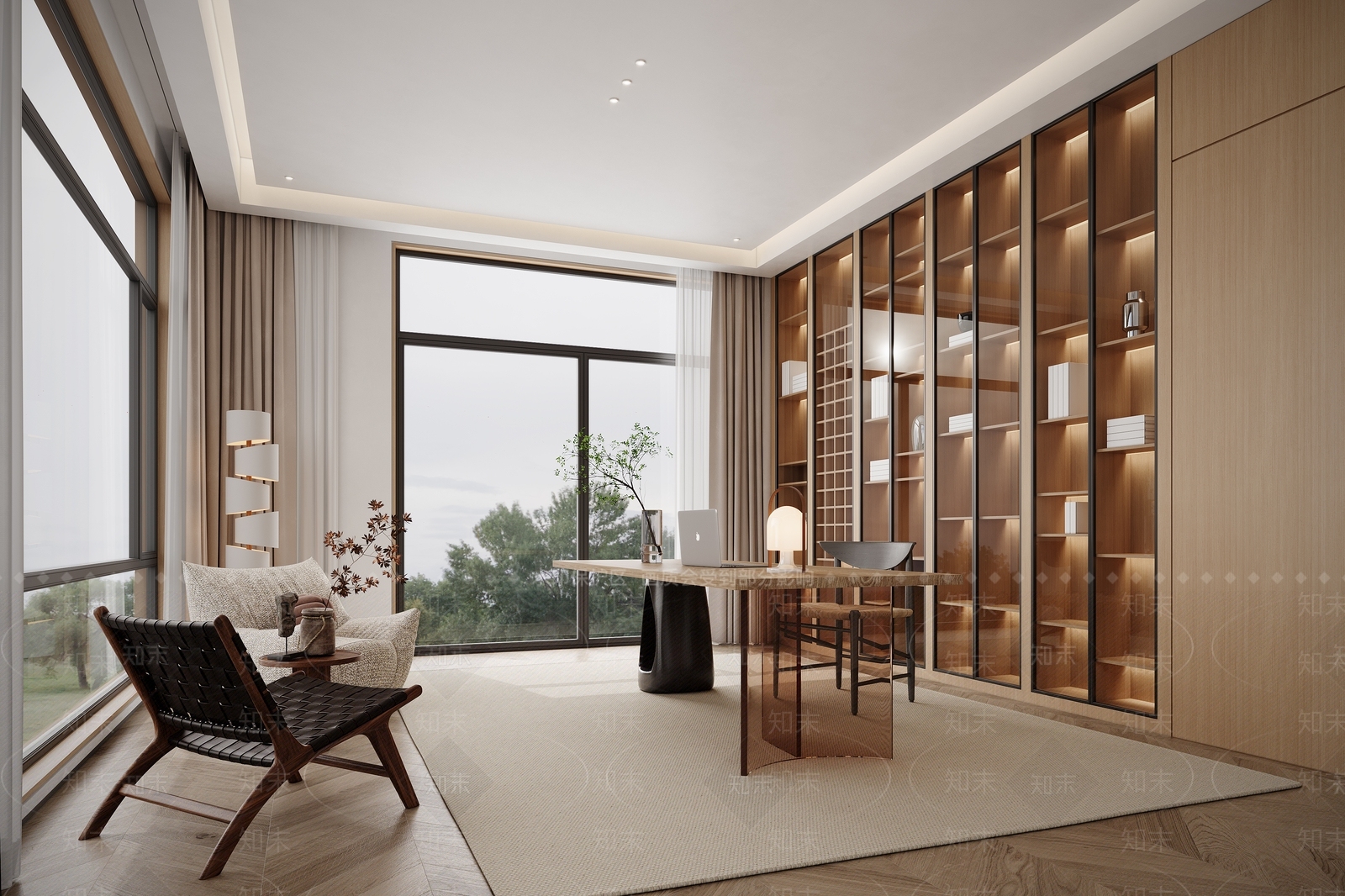 现代新中式书房3D模型下载【ID:1186170246】