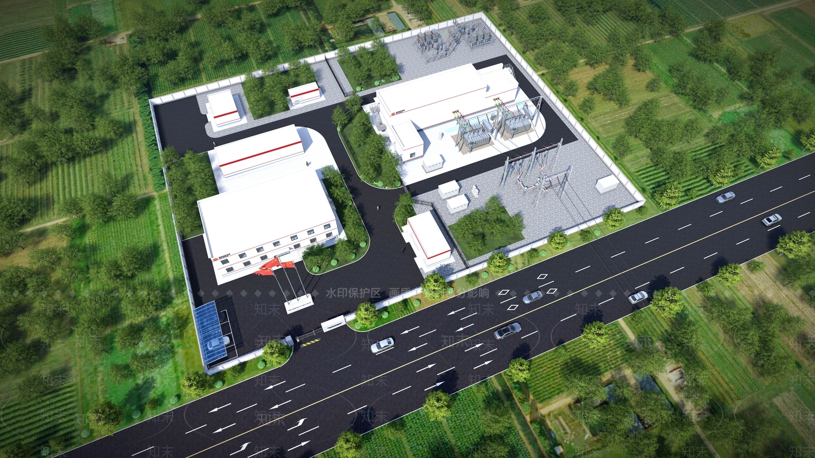 现代发电厂SU模型下载【ID:1186175965】