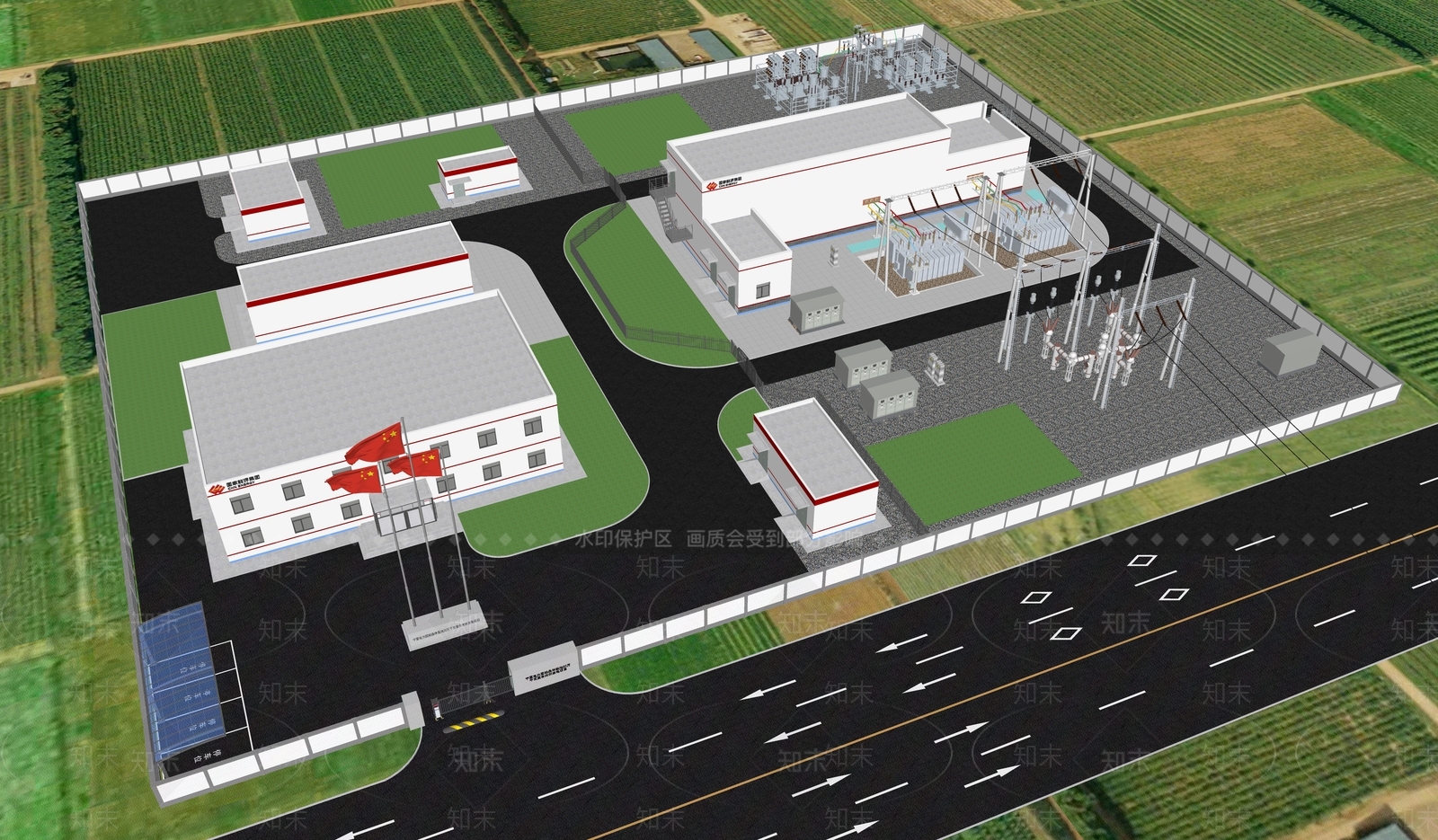 现代发电厂SU模型下载【ID:1186175965】