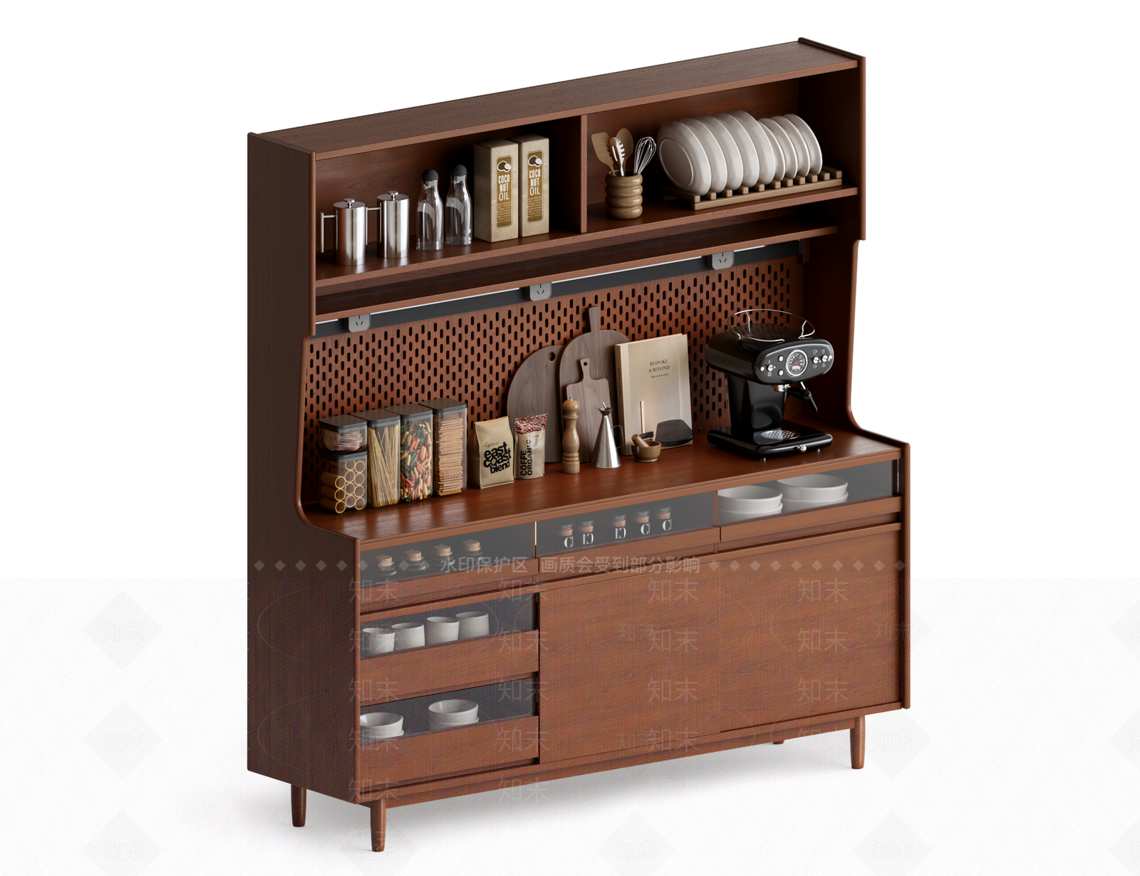 复古北欧餐边柜3D模型下载【ID:1186176192】