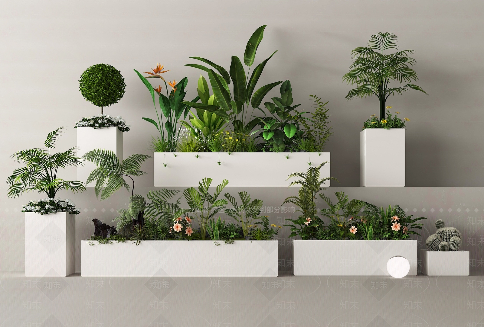 花草组合3D模型下载【ID:1186176686】