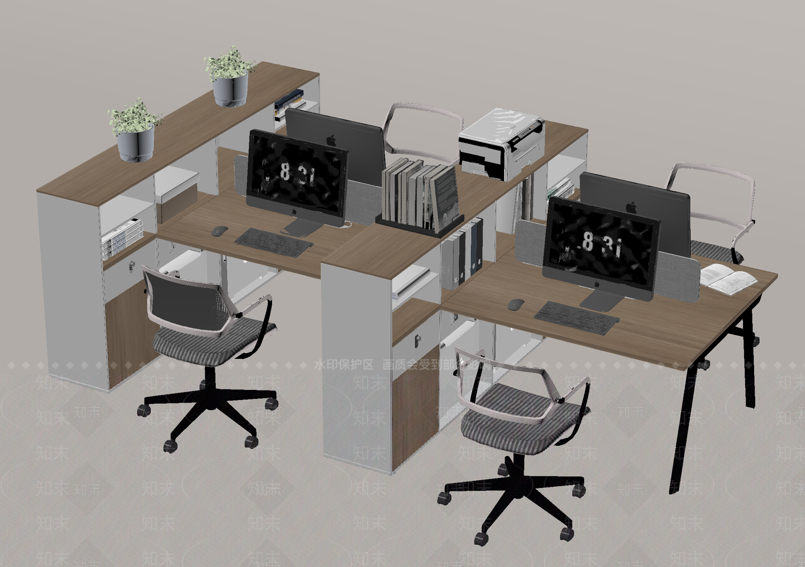 现代办公桌椅SU模型下载【ID:1186177549】