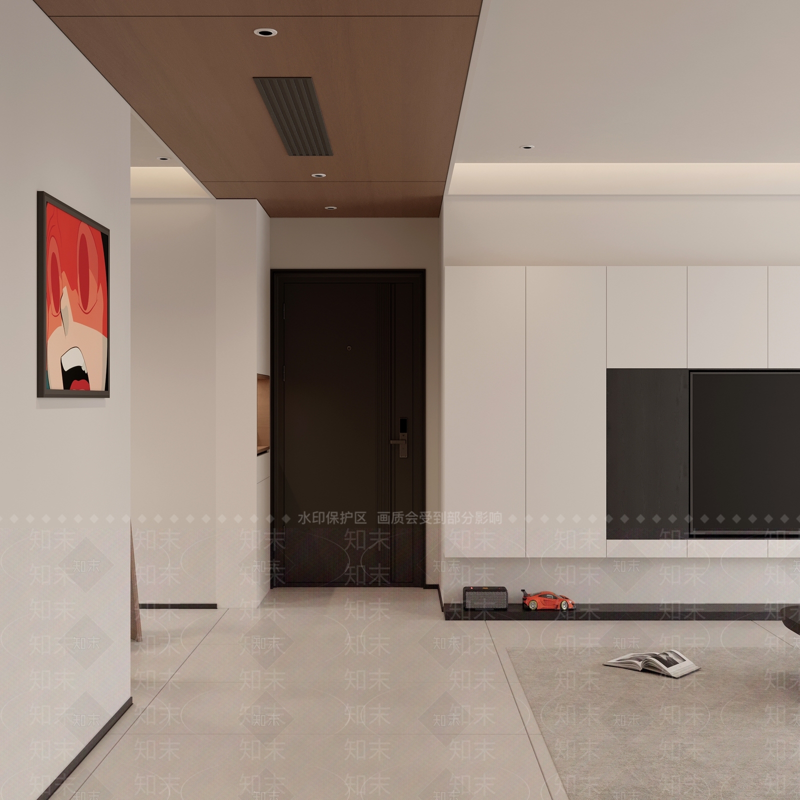 木色+白色餐边柜家居餐厅3D模型下载【ID:1227272230】