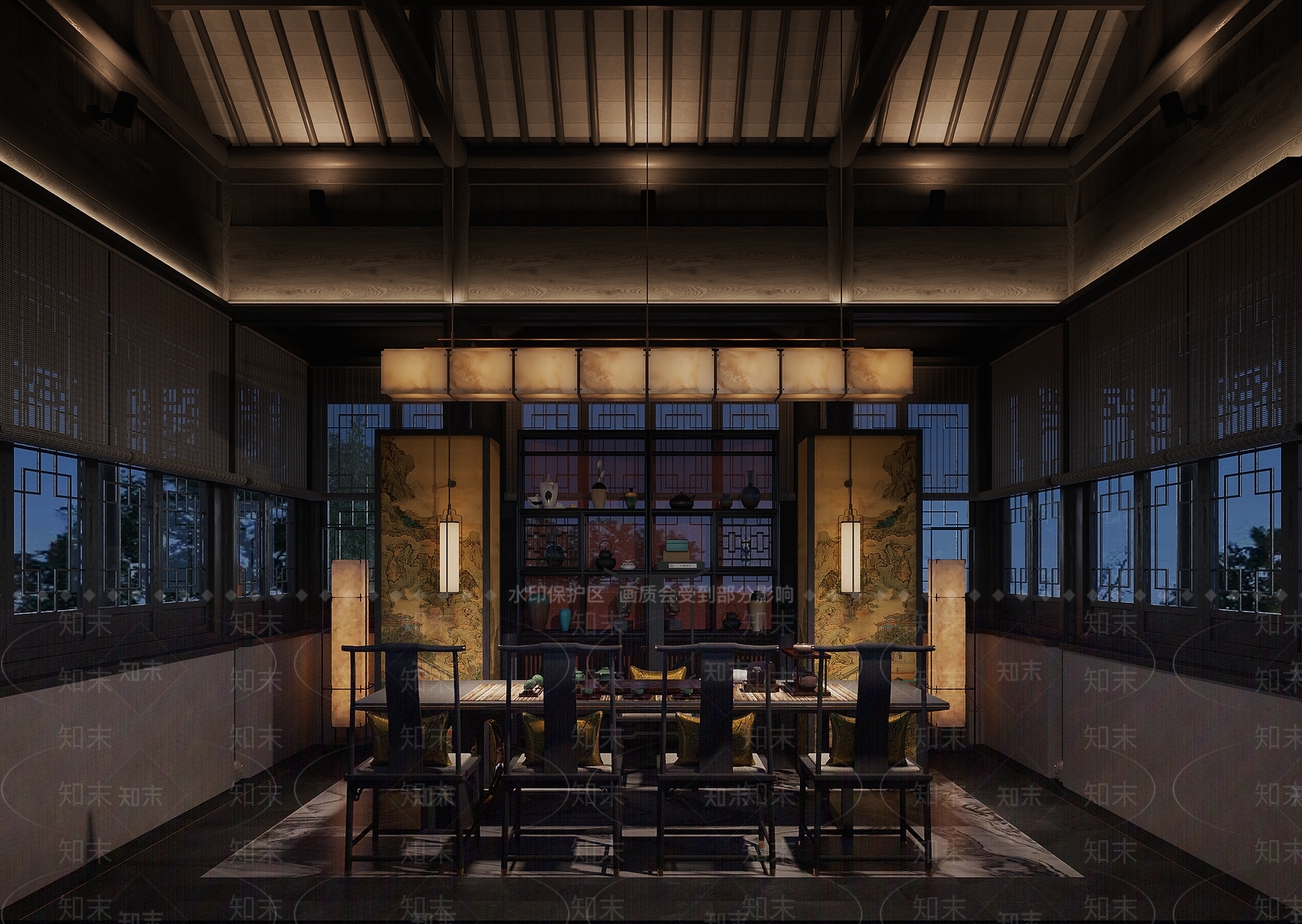 中式茶室3D模型下载【ID:1186183456】