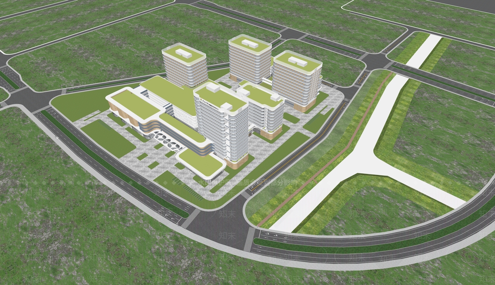 现代医院建筑SU模型下载【ID:1186183288】