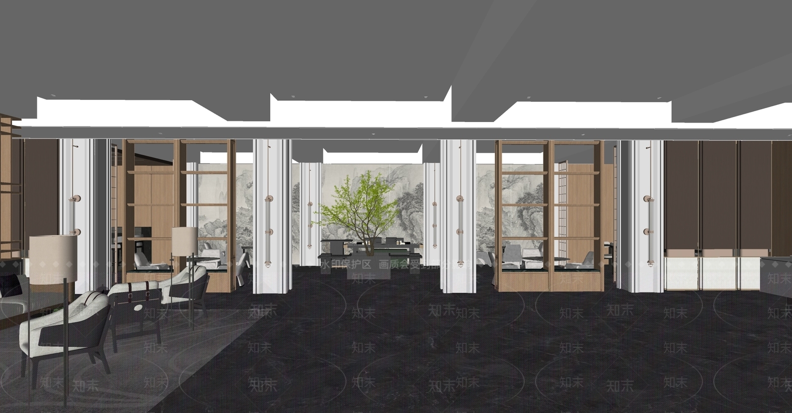 现代酒店大堂SU模型下载【ID:1186184162】