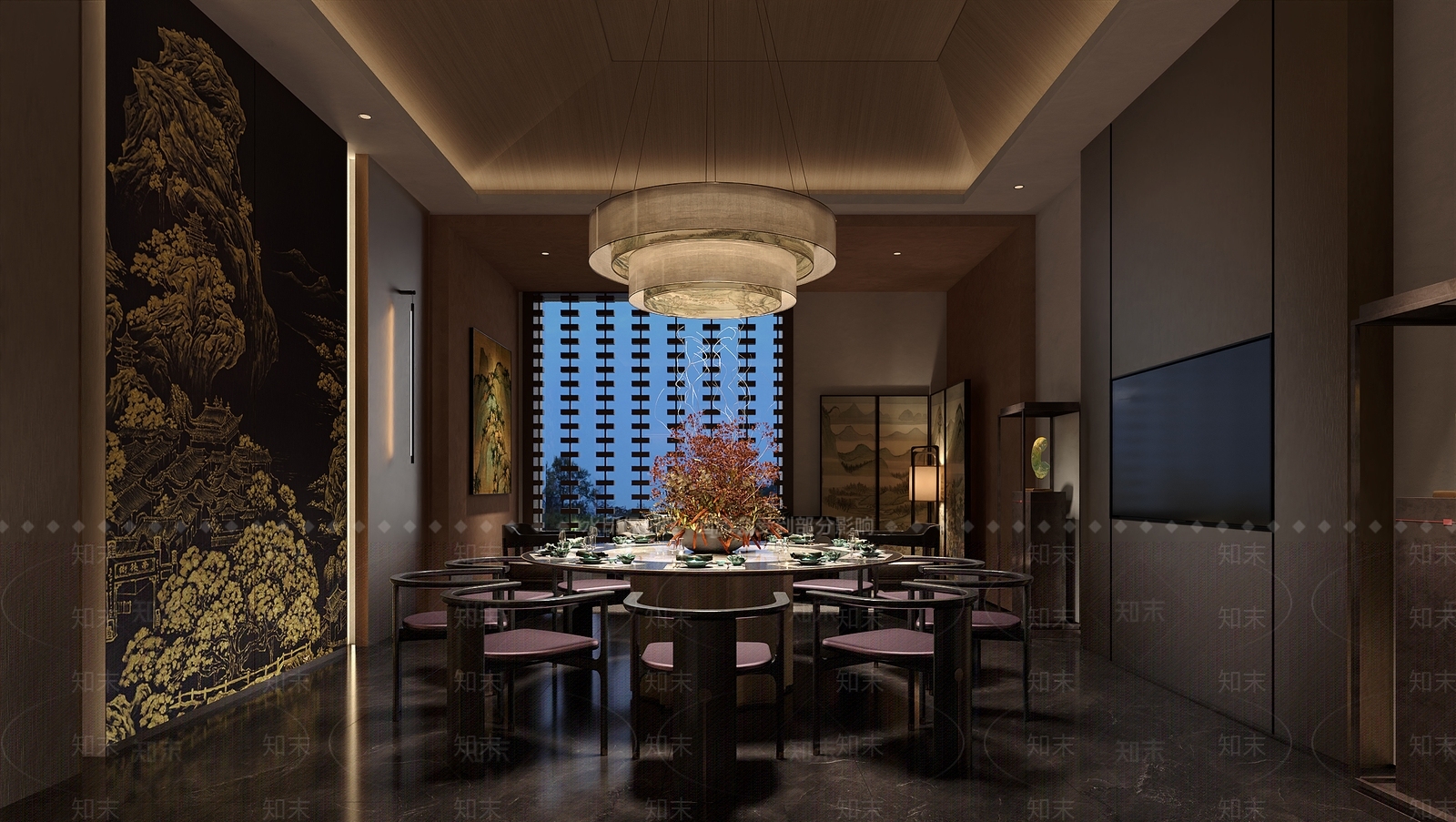 中式中餐厅3D模型下载【ID:1186184191】