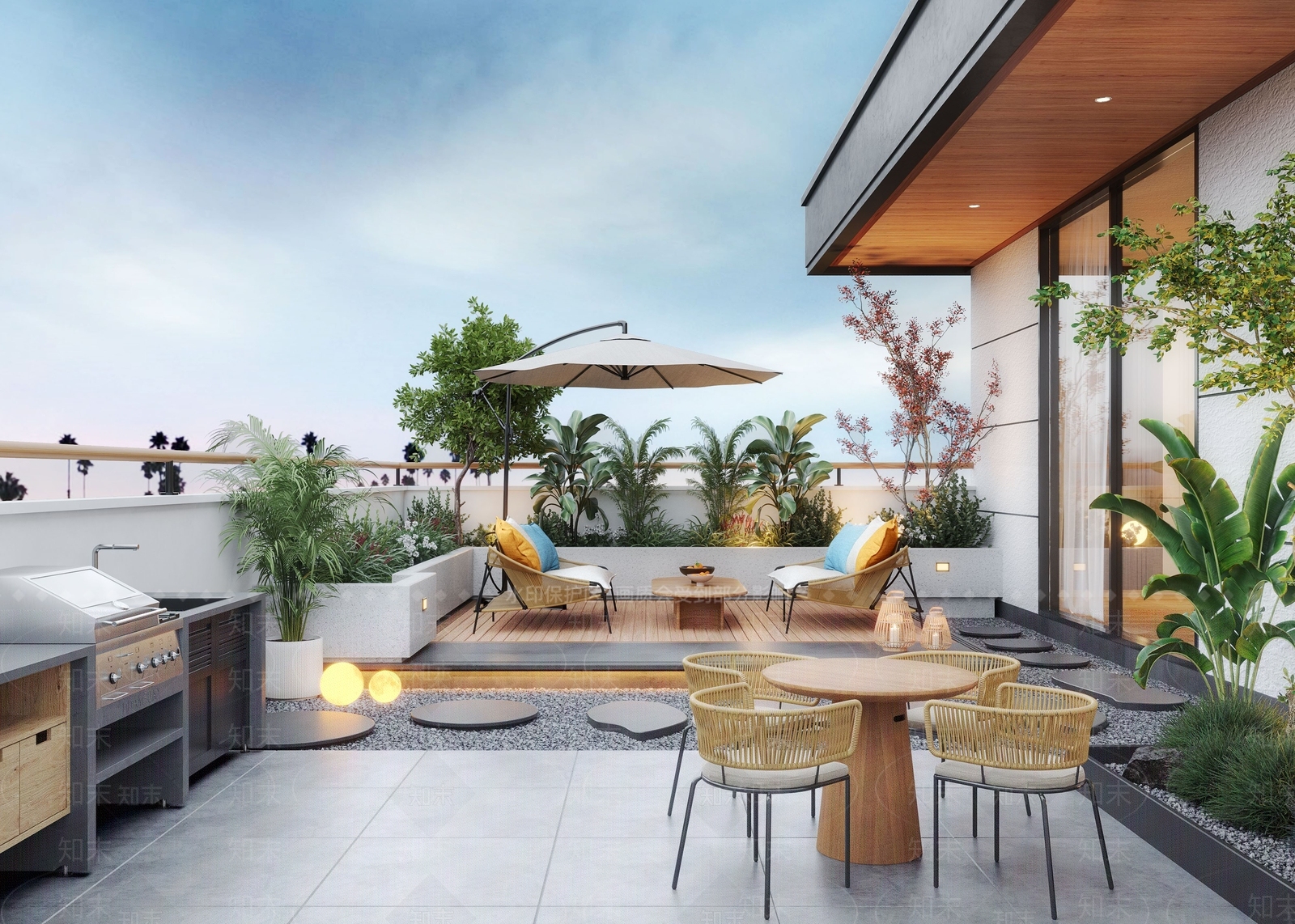 现代屋顶花园3D模型下载【ID:1186185784】