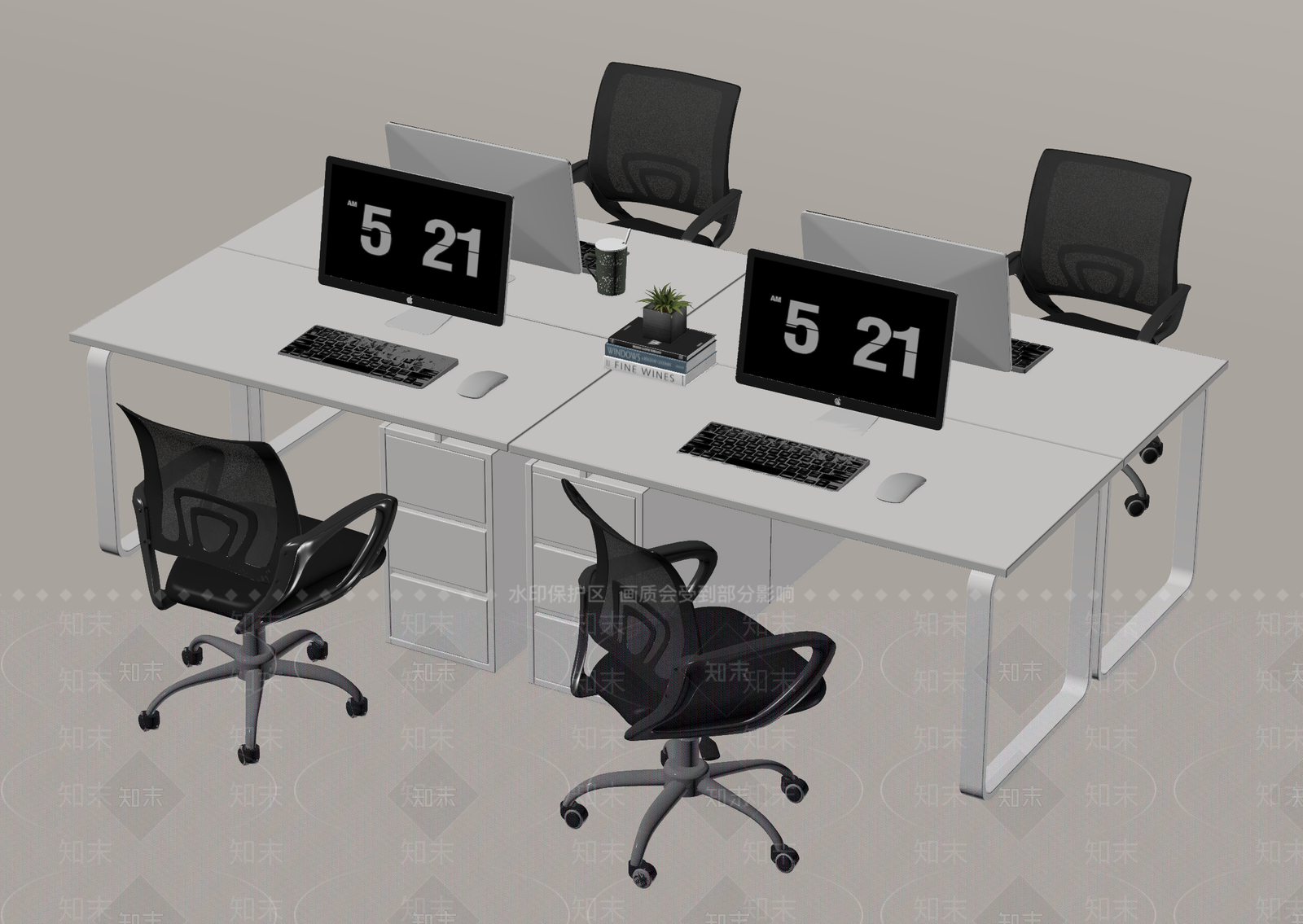现代办公桌椅SU模型下载【ID:1186188396】