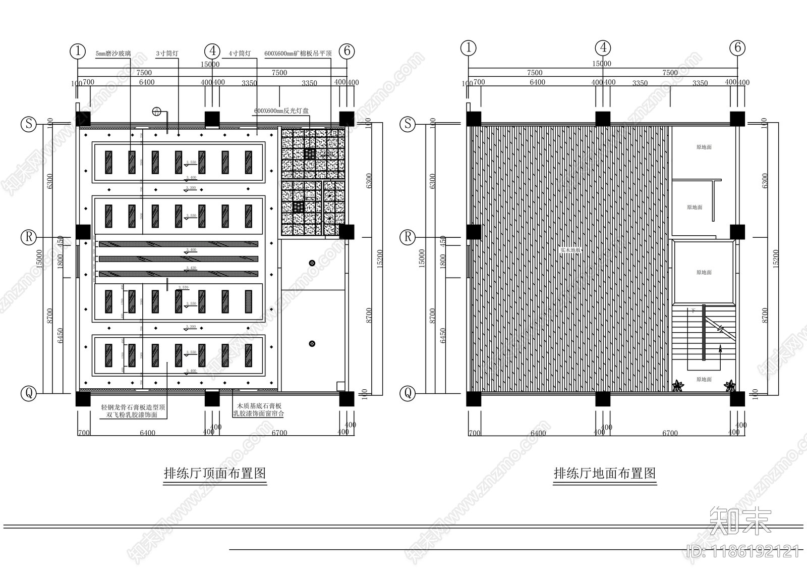 现代开放办公室cad施工图下载【ID:1186192121】