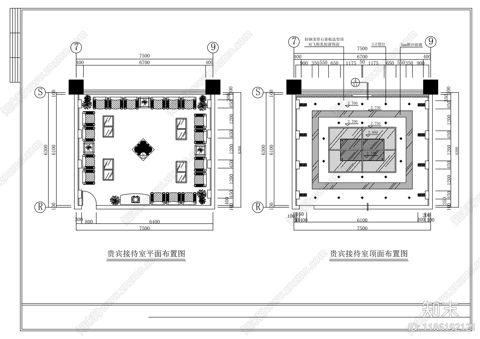 现代开放办公室cad施工图下载【ID:1186192121】
