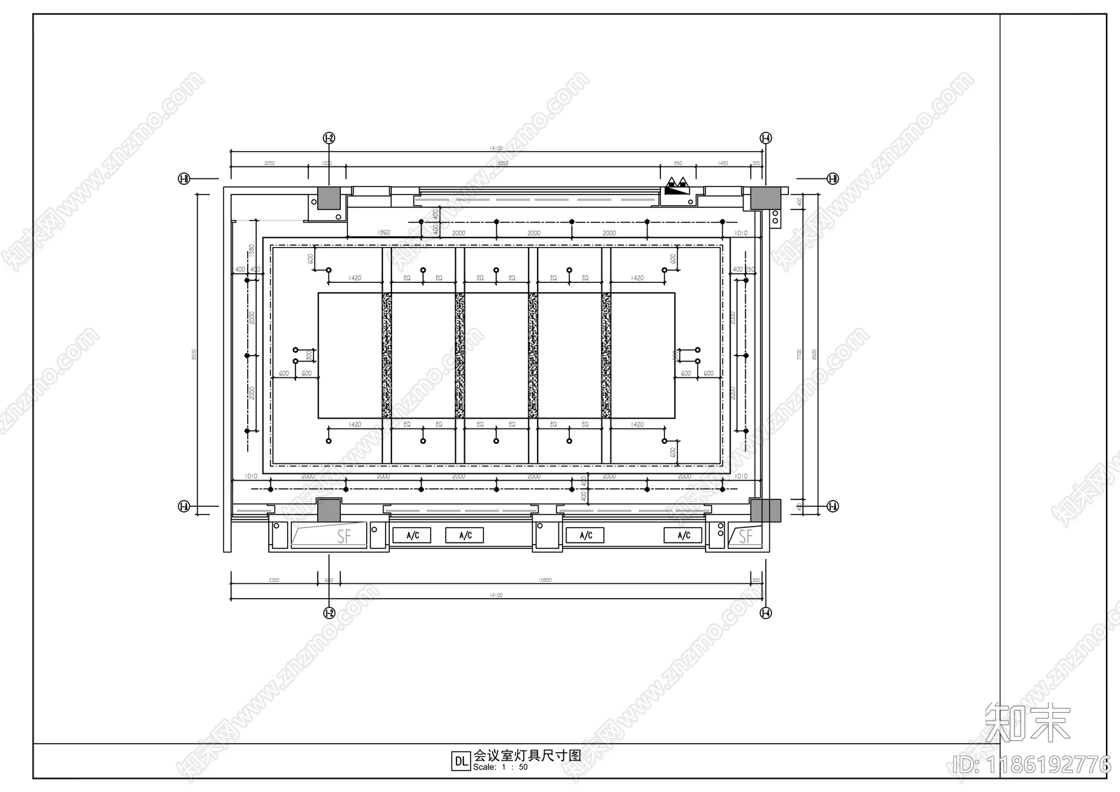 现代会议室cad施工图下载【ID:1186192776】
