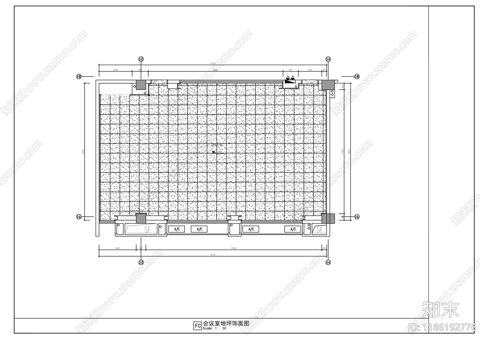 现代会议室cad施工图下载【ID:1186192776】