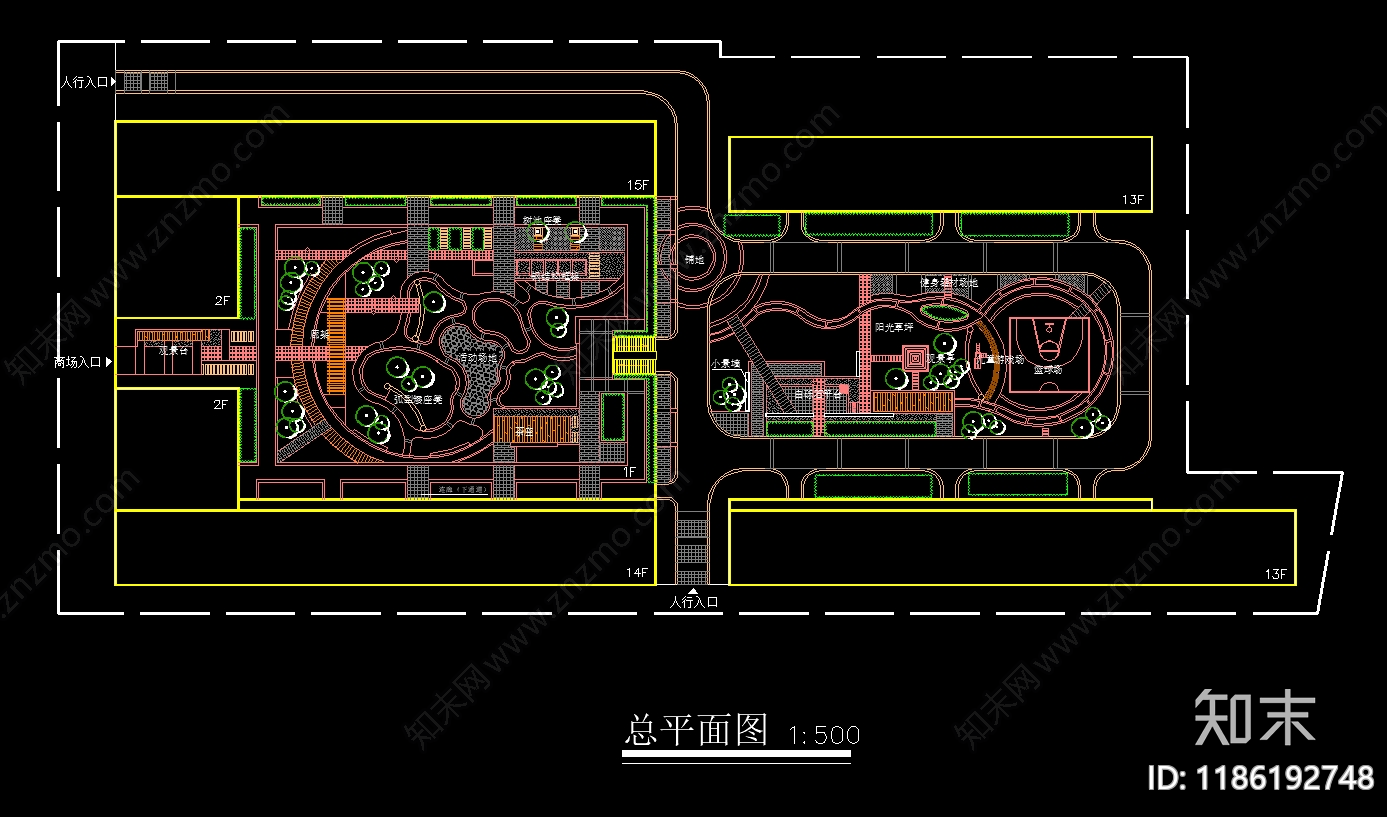 现代屋顶花园施工图下载【ID:1186192748】