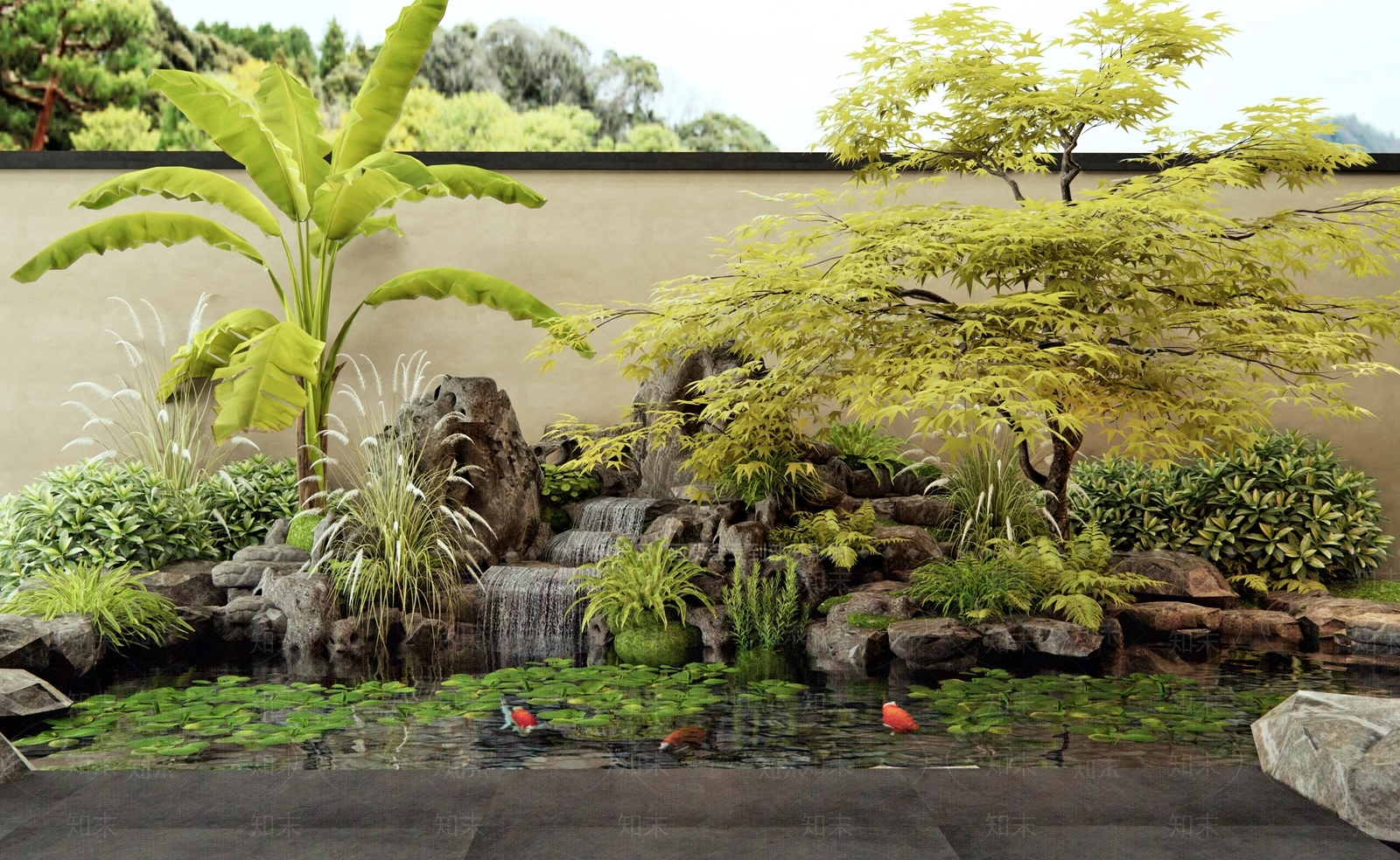 新中式假山水景3D模型下载【ID:1186193749】