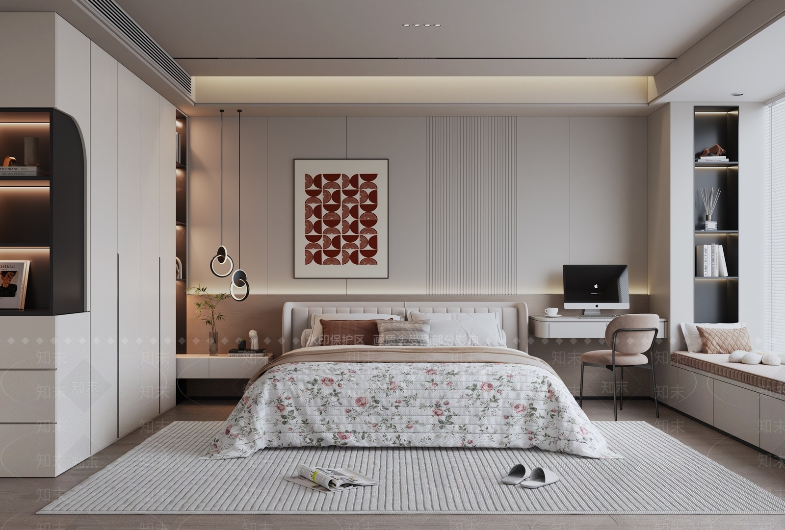 红色几何设计挂画抽象画SU模型下载【ID:1227320039】