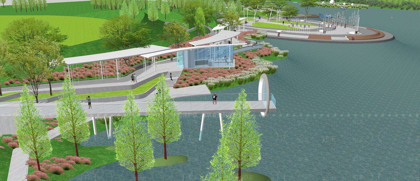 现代景观公园SU模型下载【ID:1186195574】